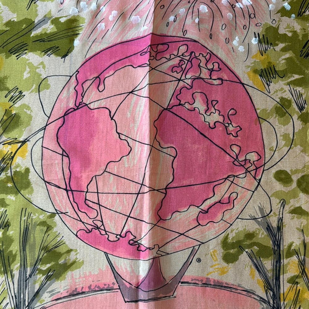 RARE New York World’s Fair Vintage Vera Neumann Globe 🌎 Scenic Silk Scarf - Picture 4 of 5